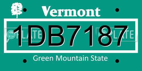 1DB7187 Vermont License Plate