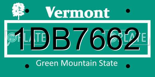 1DB7662 Vermont License Plate