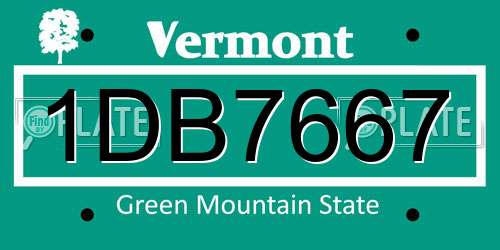 1DB7667 Vermont License Plate