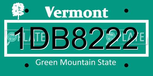 1DB8222 Vermont License Plate