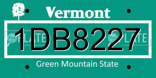 1DB8227 Vermont License Plate