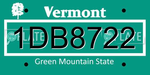 1DB8722 Vermont License Plate