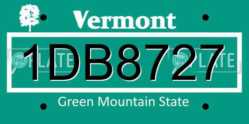 1DB8727 Vermont License Plate