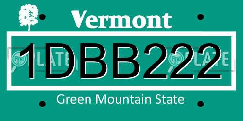 1DBB222 Vermont License Plate