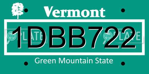 1DBB722 Vermont License Plate