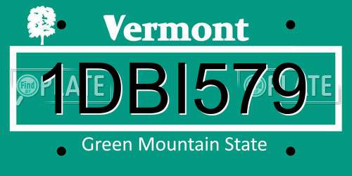 1DBI579 Vermont License Plate