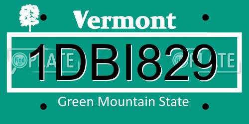 1DBI829 Vermont License Plate