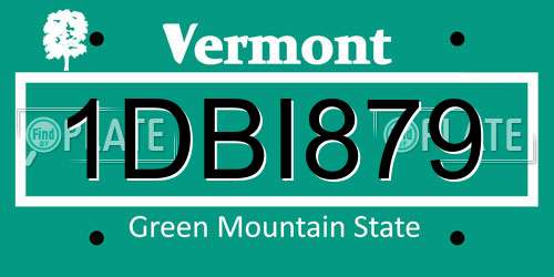 1DBI879 Vermont License Plate
