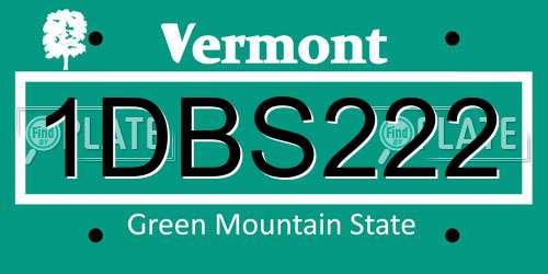 1DBS222 Vermont License Plate