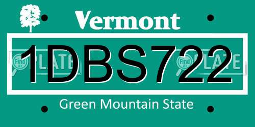 1DBS722 Vermont License Plate