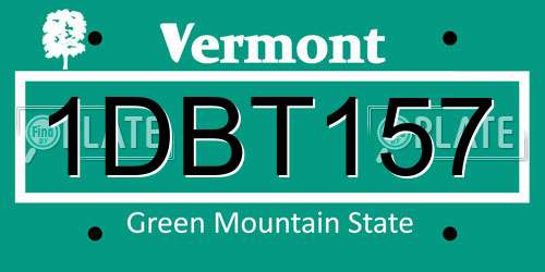 1DBT157 Vermont License Plate