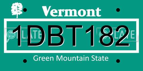 1DBT182 Vermont License Plate