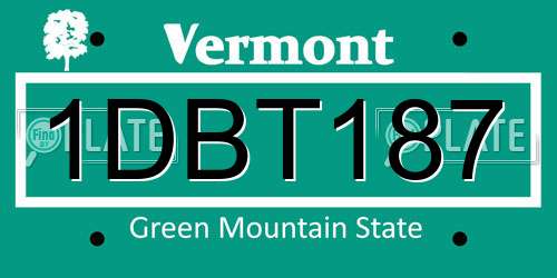 1DBT187 Vermont License Plate