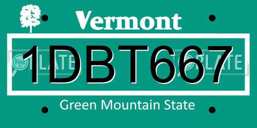 1DBT667 Vermont License Plate