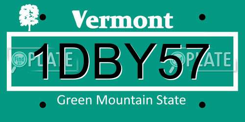 1DBY57 Vermont License Plate