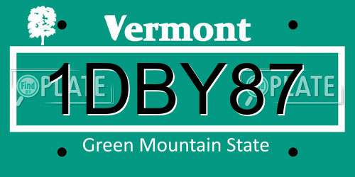1DBY87 Vermont License Plate