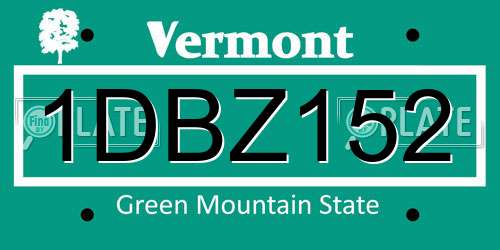 1DBZ152 Vermont License Plate