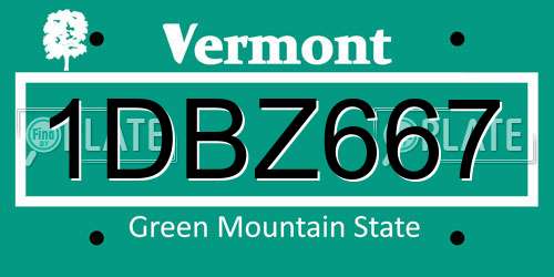 1DBZ667 Vermont License Plate