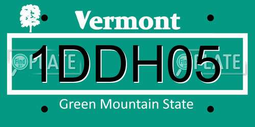 1DDH05 Vermont License Plate