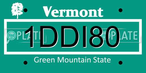 1DDI80 Vermont License Plate