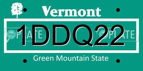 1DDQ22 Vermont License Plate
