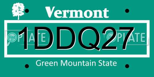 1DDQ27 Vermont License Plate