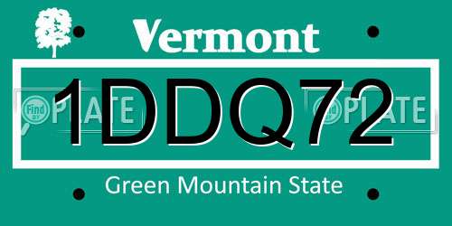 1DDQ72 Vermont License Plate