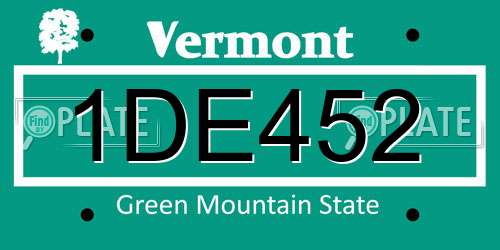 1DE452 Vermont License Plate