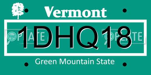 1DHQ18 Vermont License Plate