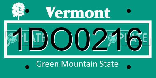 1DO0216 Vermont License Plate