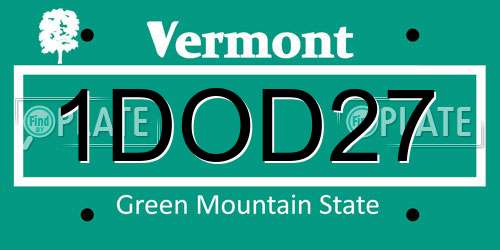 1DOD27 Vermont License Plate
