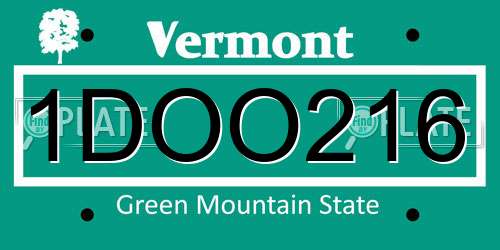 1DOO216 Vermont License Plate