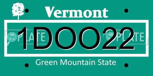 1DOO22 Vermont License Plate