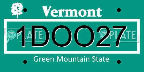 1DOO27 Vermont License Plate