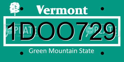 1DOO729 Vermont License Plate