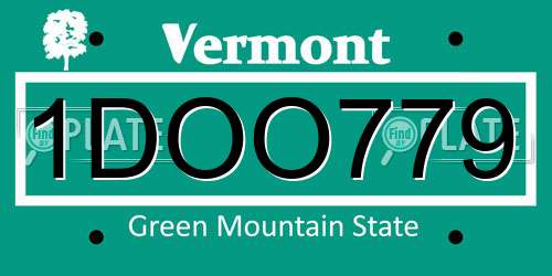 1DOO779 Vermont License Plate