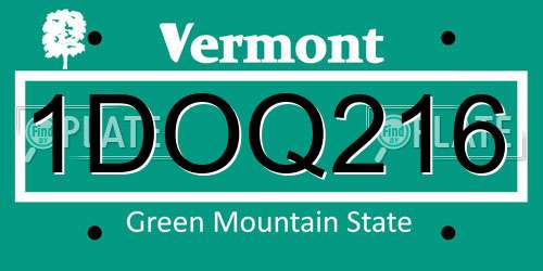 1DOQ216 Vermont License Plate