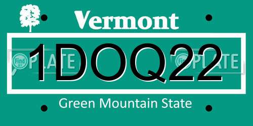 1DOQ22 Vermont License Plate