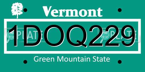 1DOQ229 Vermont License Plate