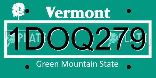 1DOQ279 Vermont License Plate