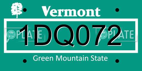 1DQ072 Vermont License Plate