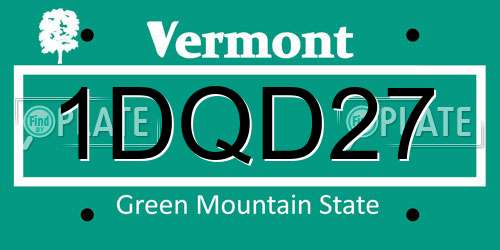 1DQD27 Vermont License Plate