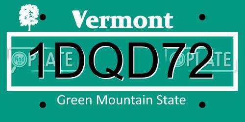1DQD72 Vermont License Plate