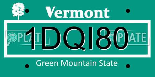 1DQI80 Vermont License Plate