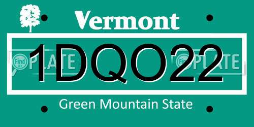 1DQO22 Vermont License Plate