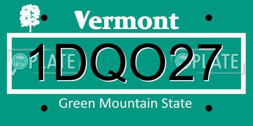 1DQO27 Vermont License Plate