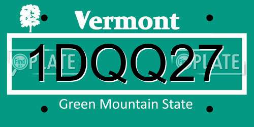 1DQQ27 Vermont License Plate