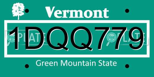 1DQQ779 Vermont License Plate
