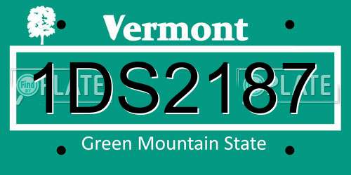 1DS2187 Vermont License Plate