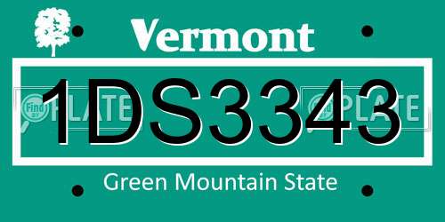 1DS3343 Vermont License Plate